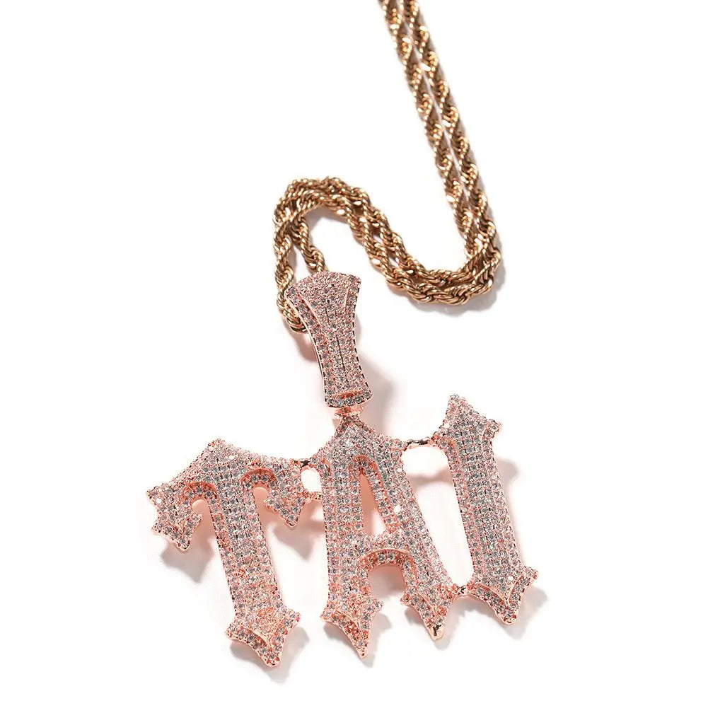 Diamond Burr Uppercase Custom Letter Pendant Necklace - Blade & Thread