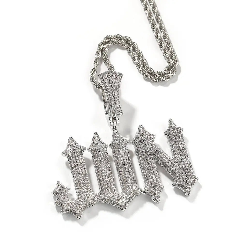 Diamond Burr Uppercase Custom Letter Pendant Necklace - Blade & Thread