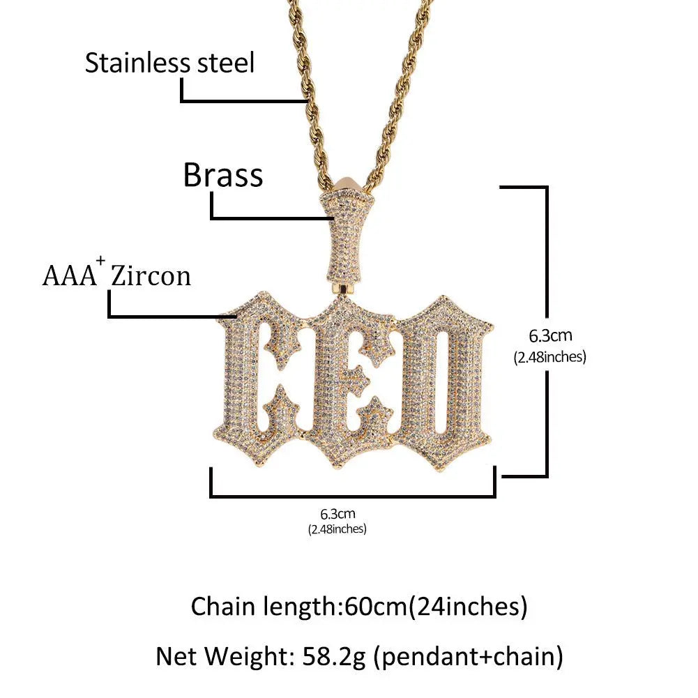 Diamond Burr Uppercase Custom Letter Pendant Necklace - Blade & Thread