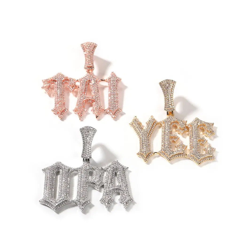 Diamond Burr Uppercase Custom Letter Pendant Necklace - Blade & Thread