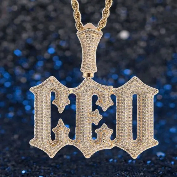Diamond Burr Uppercase Custom Letter Pendant Necklace - Blade & Thread