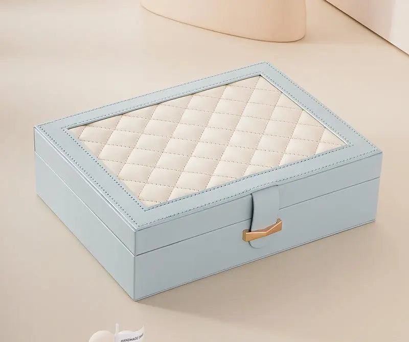 Diamond lattice leather color matching jewelry box - Blade & Thread