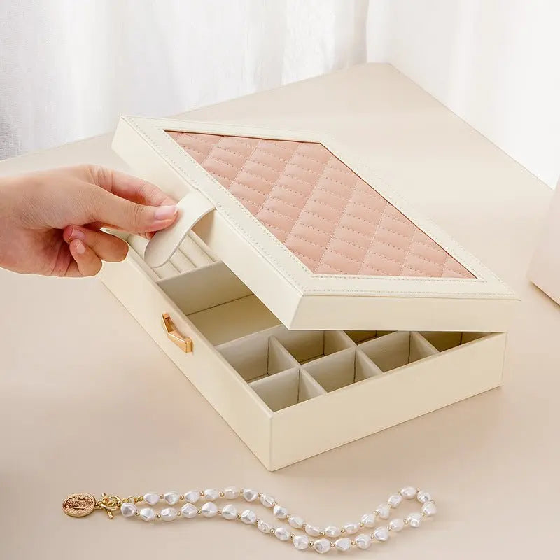 Diamond lattice leather color matching jewelry box - Blade & Thread