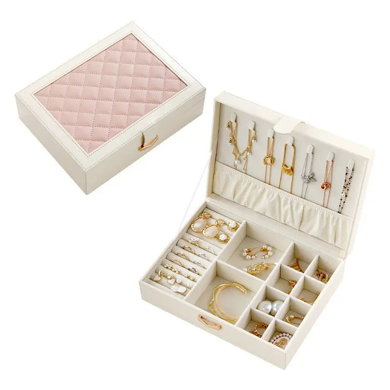 Diamond lattice leather color matching jewelry box - Blade & Thread
