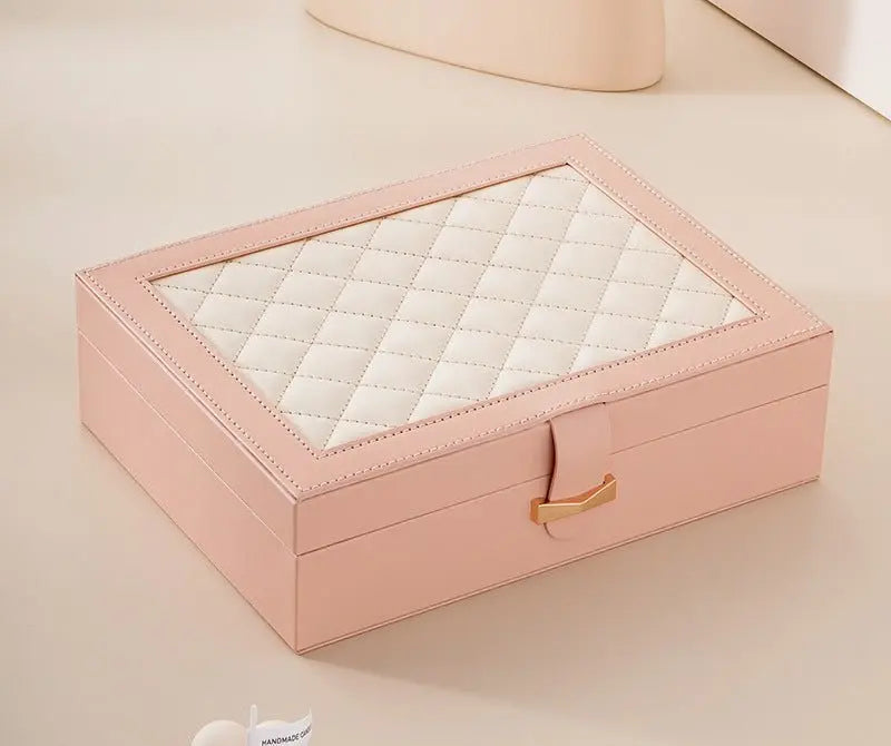 Diamond lattice leather color matching jewelry box - Blade & Thread