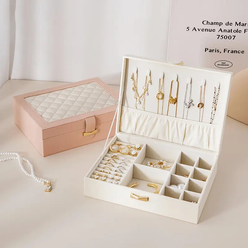 Diamond lattice leather color matching jewelry box - Blade & Thread