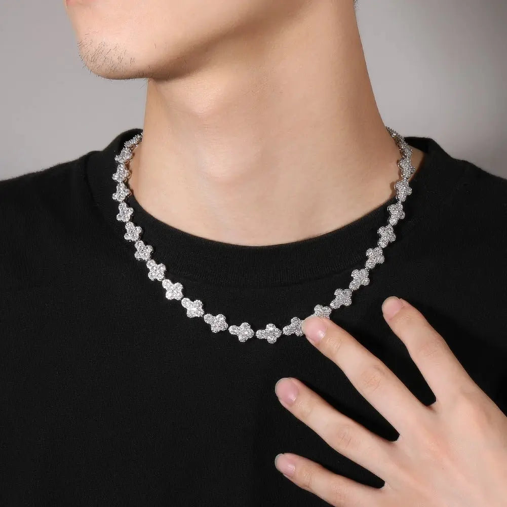 diamond necklace cross moissanite chain - Blade & Thread