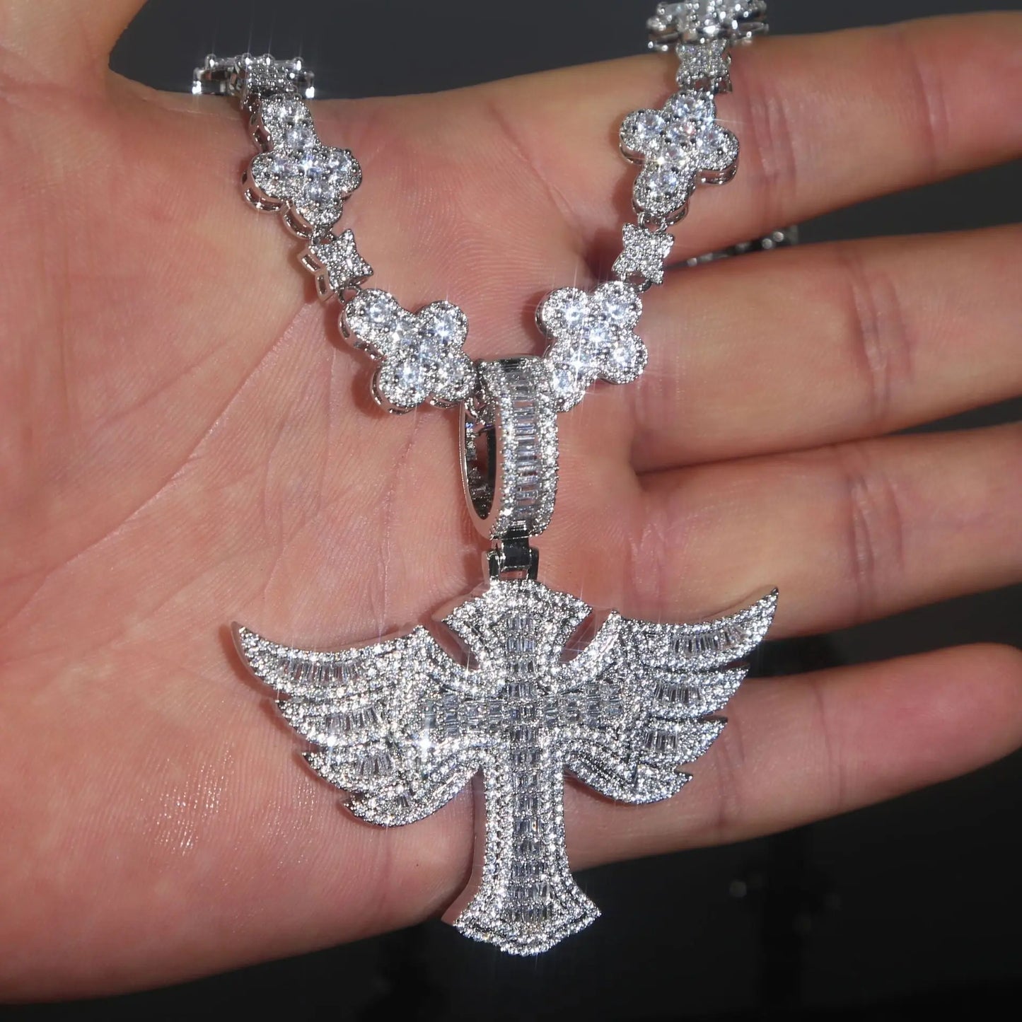 Diamond-Studded Hip Hop Zircon Cross Tennis Chain - Blade & Thread