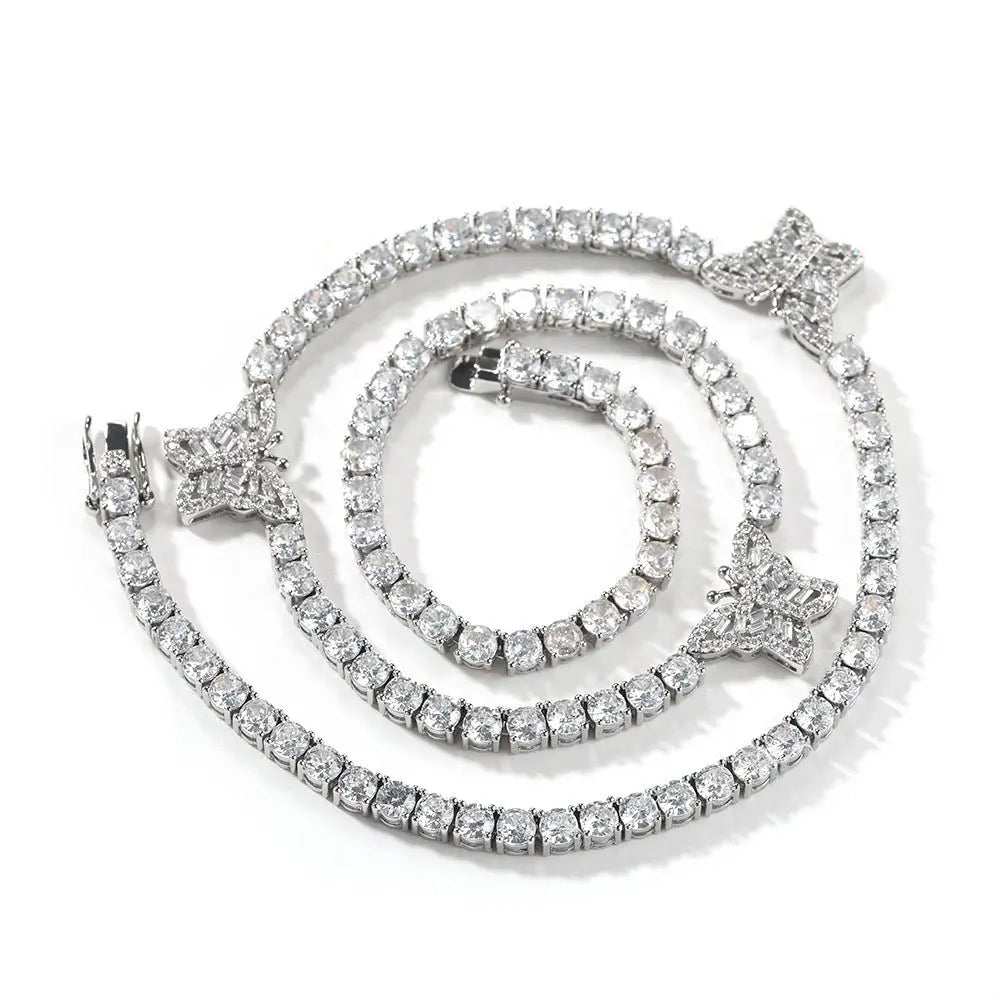 diamond tennis necklace butterfly chain - Blade & Thread