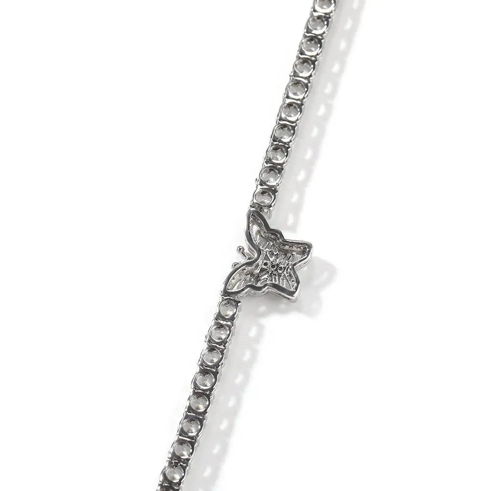 diamond tennis necklace butterfly chain - Blade & Thread