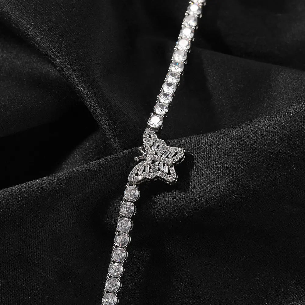 diamond tennis necklace butterfly chain - Blade & Thread