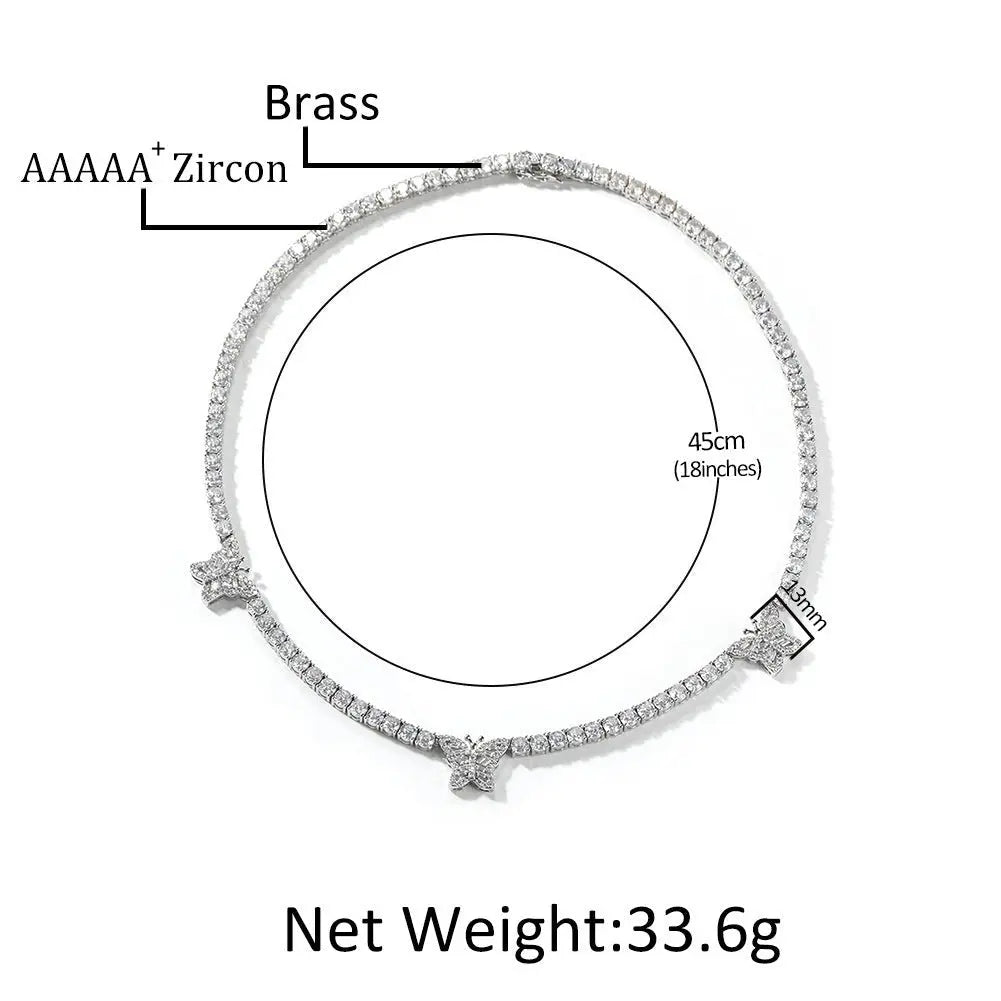diamond tennis necklace butterfly chain - Blade & Thread