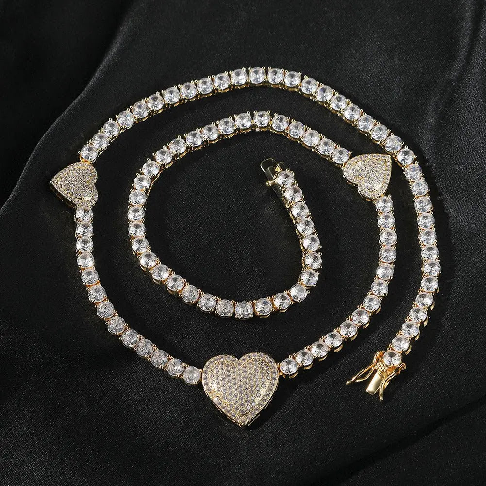 diamond tennis necklace Love heart chain - Blade & Thread