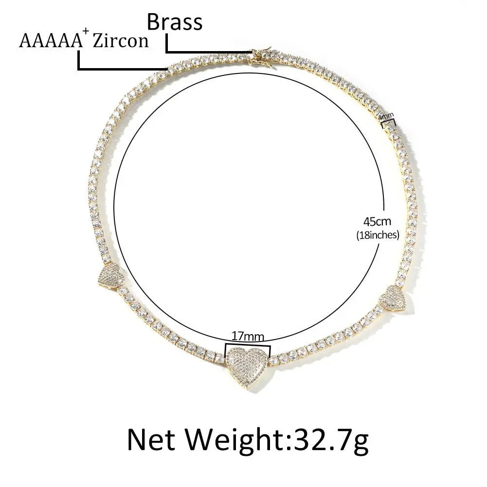 diamond tennis necklace Love heart chain - Blade & Thread