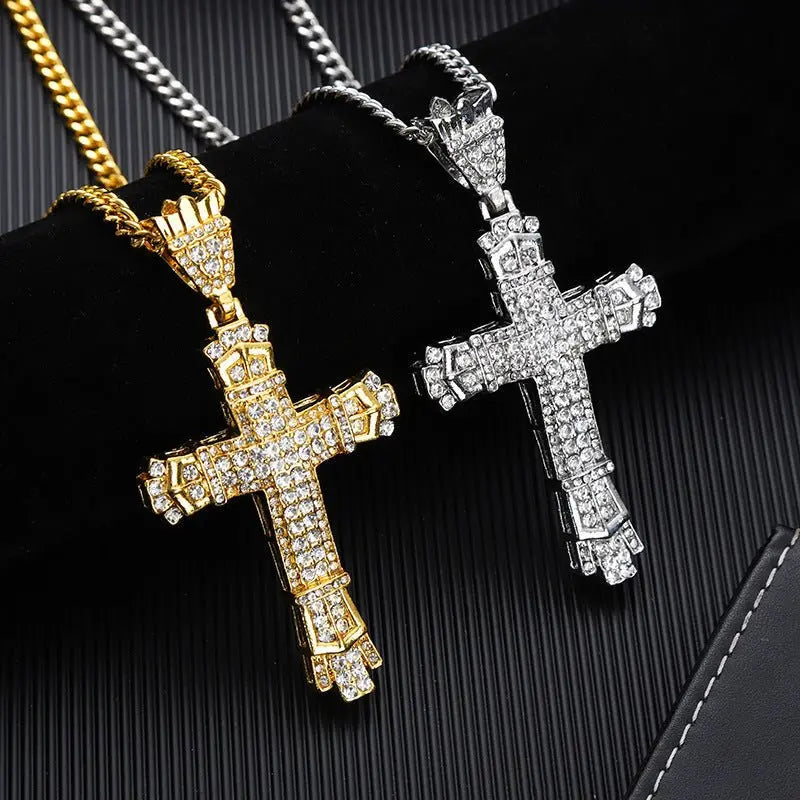 Diamond Vintage Cross Pendant Hip Hop Necklace - Blade & Thread