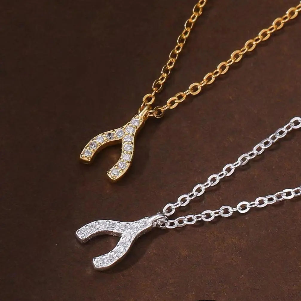 Diamond wishbone necklace - Blade & Thread