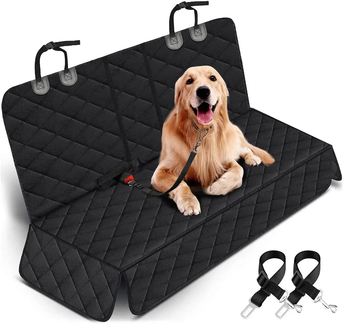 Dog Car Seat Cover, Back Seat Cover for Dogs Pet Car Seat Protector Waterproof Bench Car Seat Cover, Non-Slip Rear Seat Cover Fits Middle Armrest for Most Cars Suvs Trucks - Black - Blade & Thread
