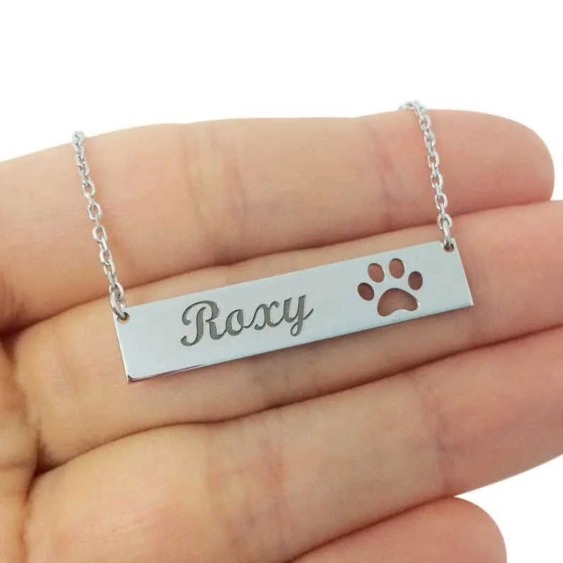dog name necklace Custom Bar Necklace - Blade & Thread