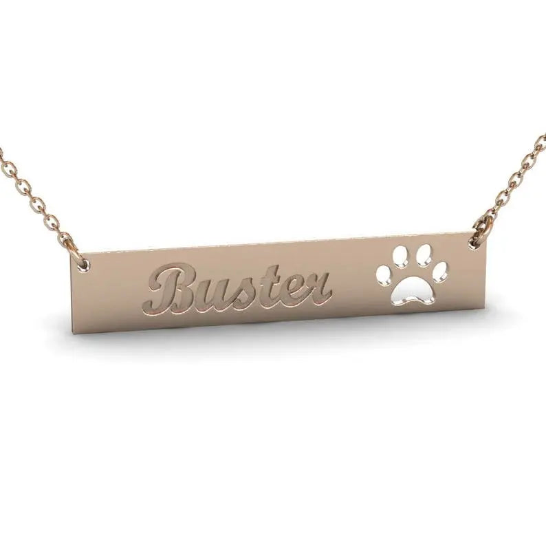 dog name necklace Custom Bar Necklace - Blade & Thread