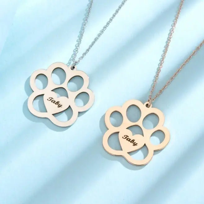 dog name necklace hollow claw love necklace - Blade & Thread