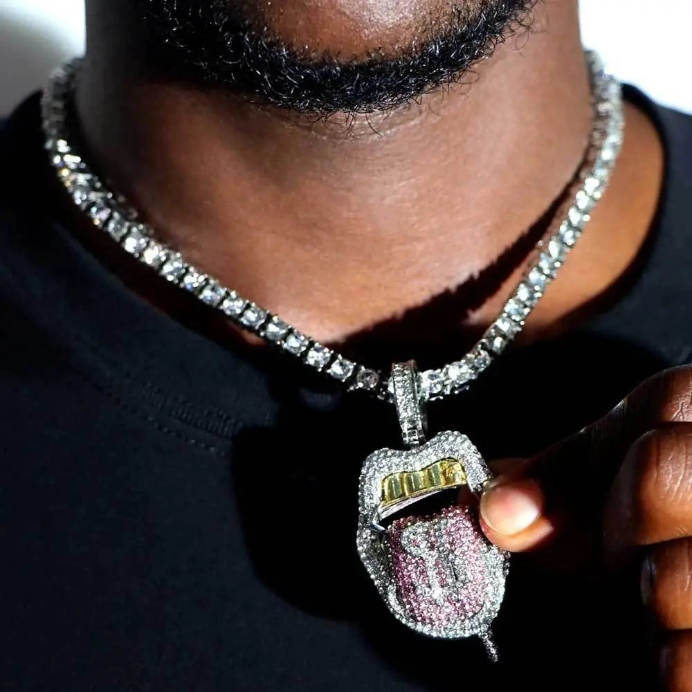 Dollar Mouth Tongue Hip Hop Jewelry Micro-inlaid Zircon Pendant wholesale - Blade & Thread