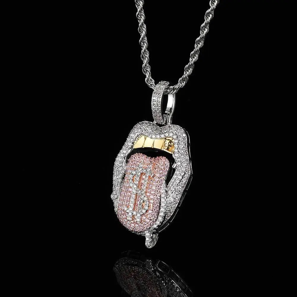 Dollar Mouth Tongue Hip Hop Jewelry Micro-inlaid Zircon Pendant wholesale - Blade & Thread
