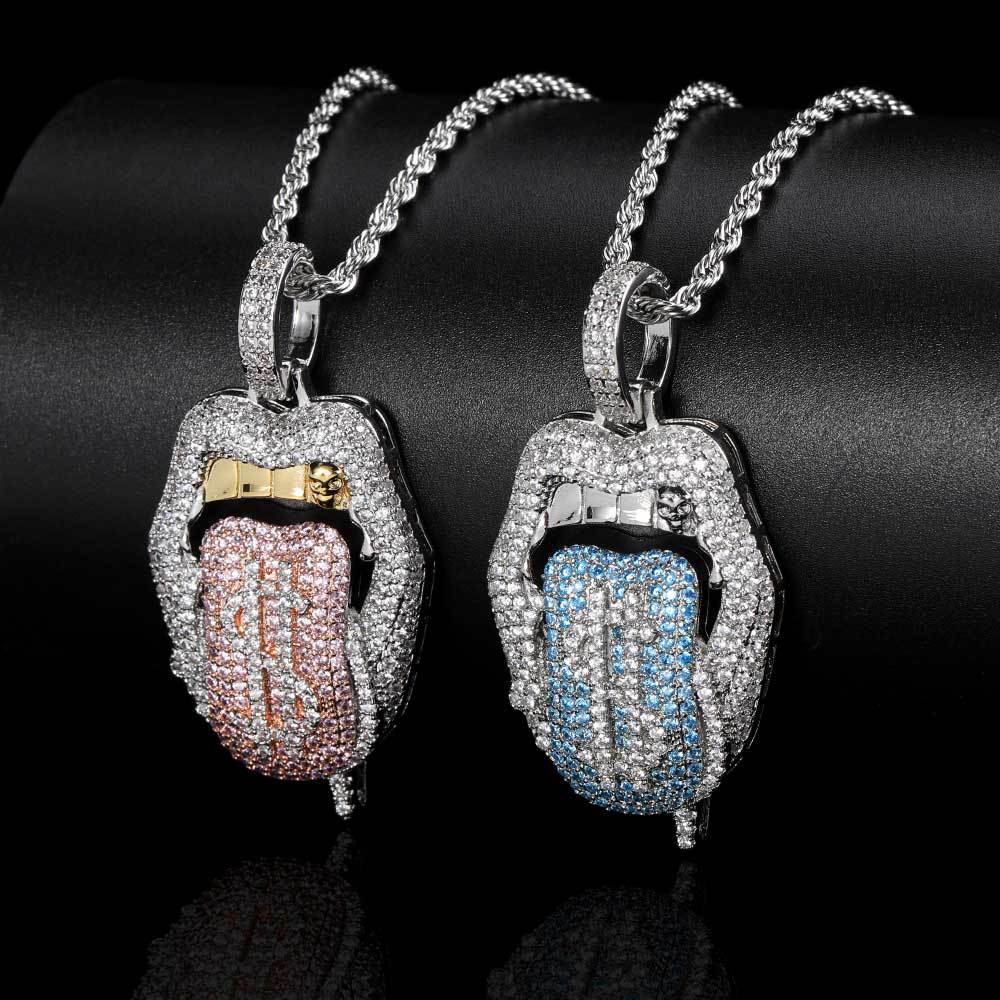 Dollar Mouth Tongue Hip Hop Jewelry Micro-inlaid Zircon Pendant wholesale - Blade & Thread