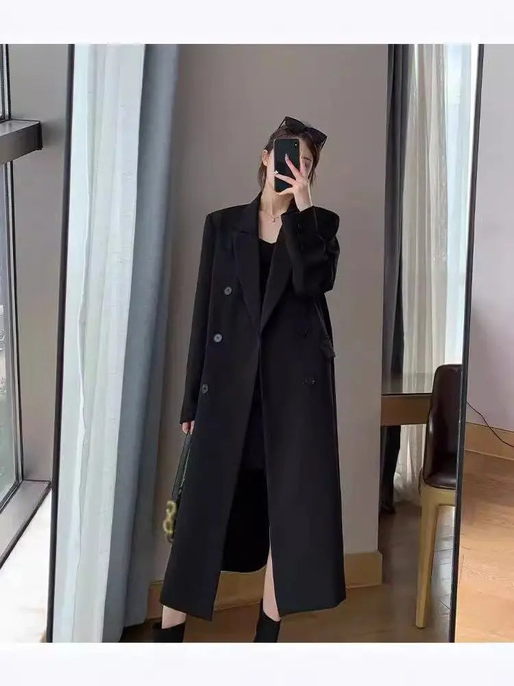 Double-breasted suit collar long coat - Blade & Thread