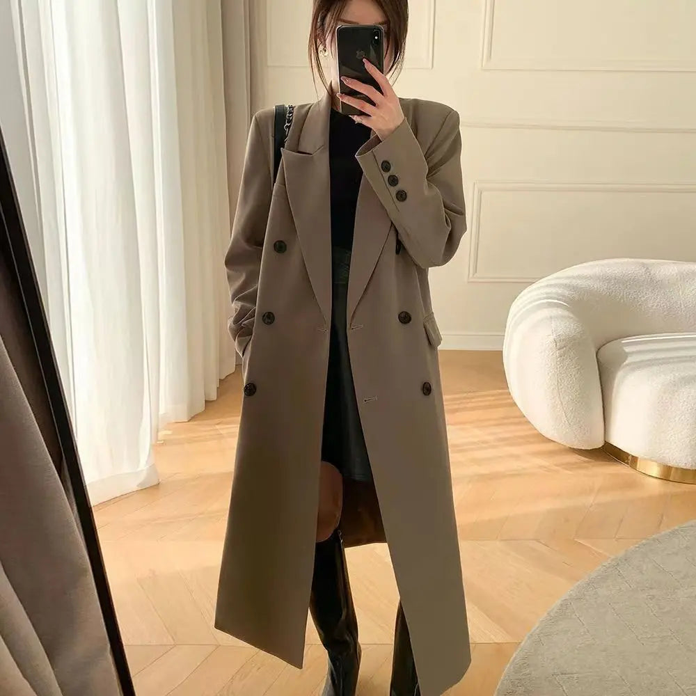 Double-breasted suit collar long coat - Blade & Thread
