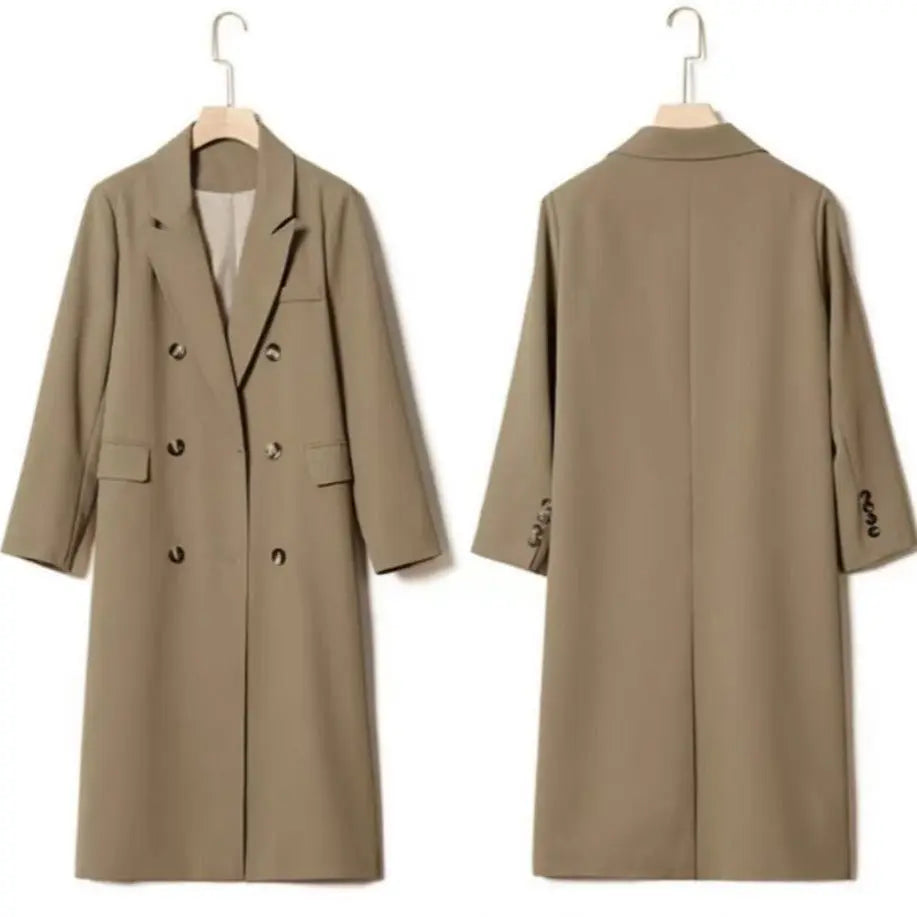 Double-breasted suit collar long coat - Blade & Thread