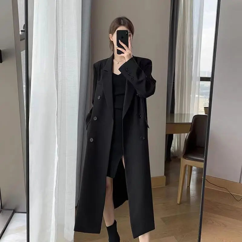 Double-breasted suit collar long coat - Blade & Thread