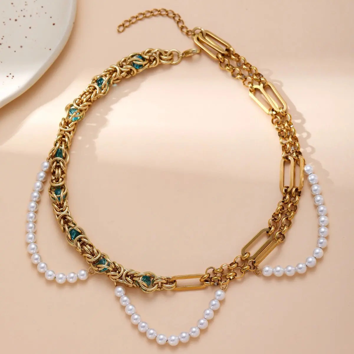 Double-layer pearl gold necklace - Blade & Thread