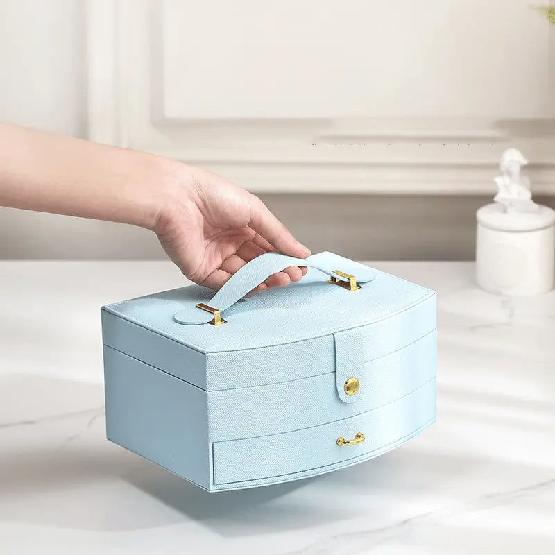 Double-layer portable makeup jewelry box with mirror - Blade & Thread