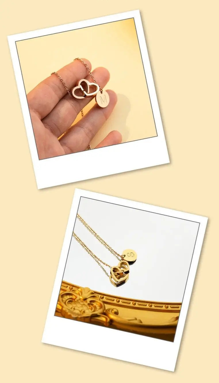 Double love necklace interlocking heart pendant - Blade & Thread