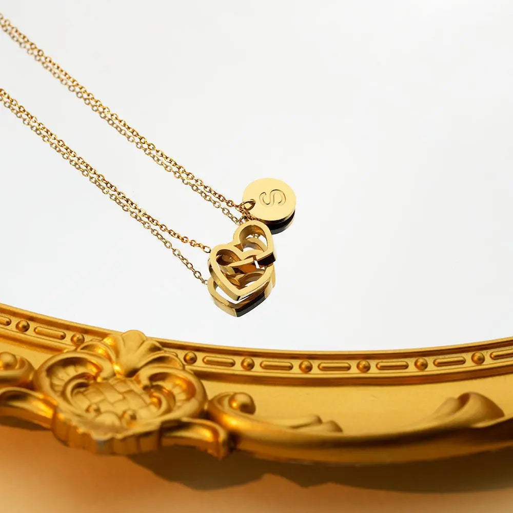 Double love necklace interlocking heart pendant - Blade & Thread