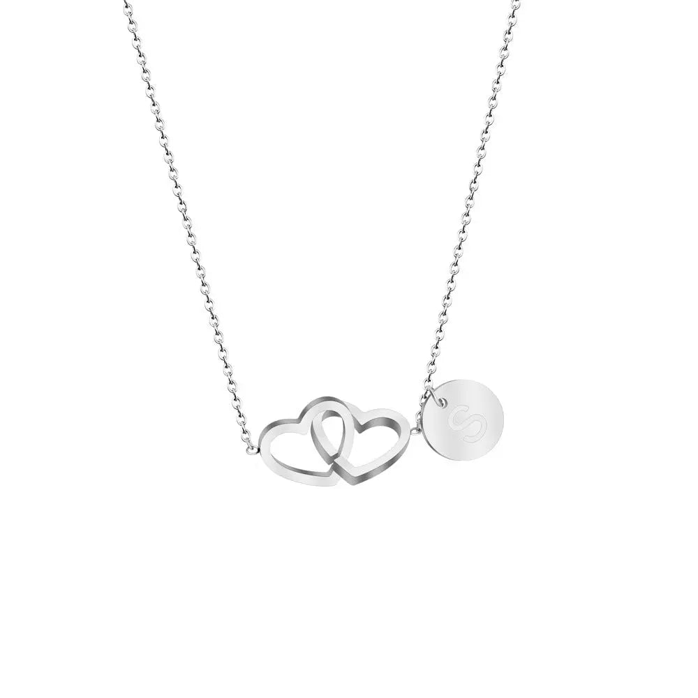 Double love necklace interlocking heart pendant - Blade & Thread