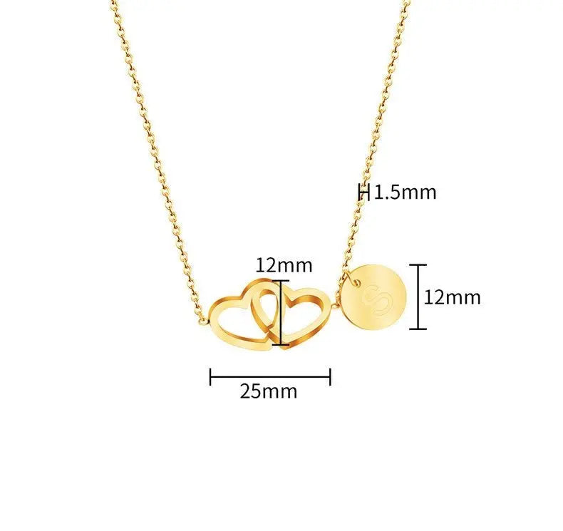 Double love necklace interlocking heart pendant - Blade & Thread
