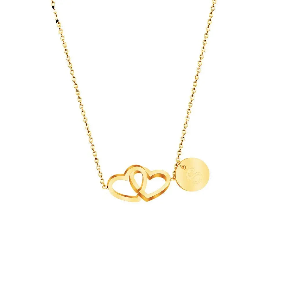 Double love necklace interlocking heart pendant - Blade & Thread