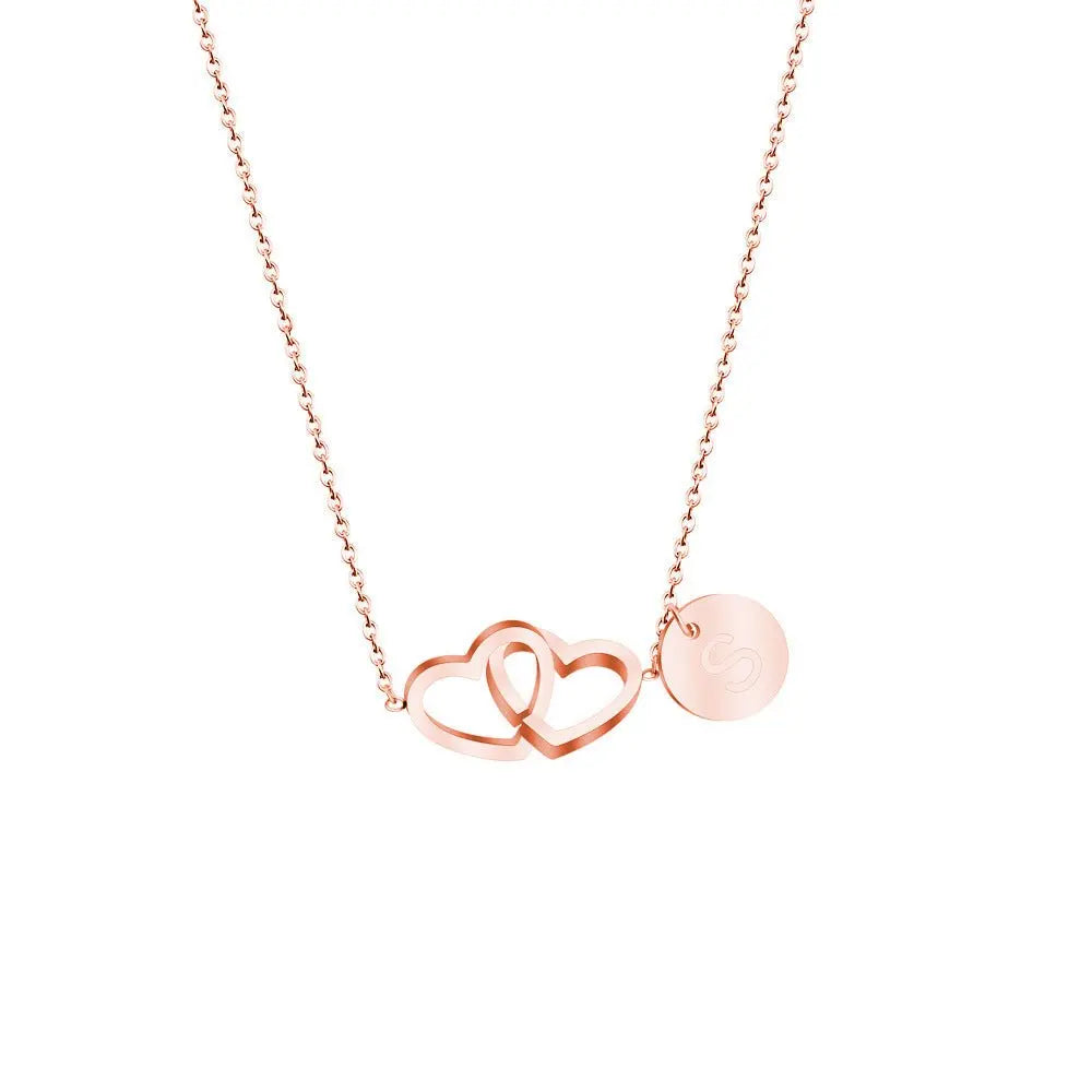 Double love necklace interlocking heart pendant - Blade & Thread
