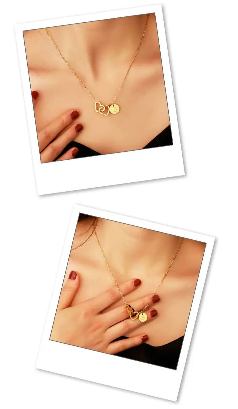 Double love necklace interlocking heart pendant - Blade & Thread