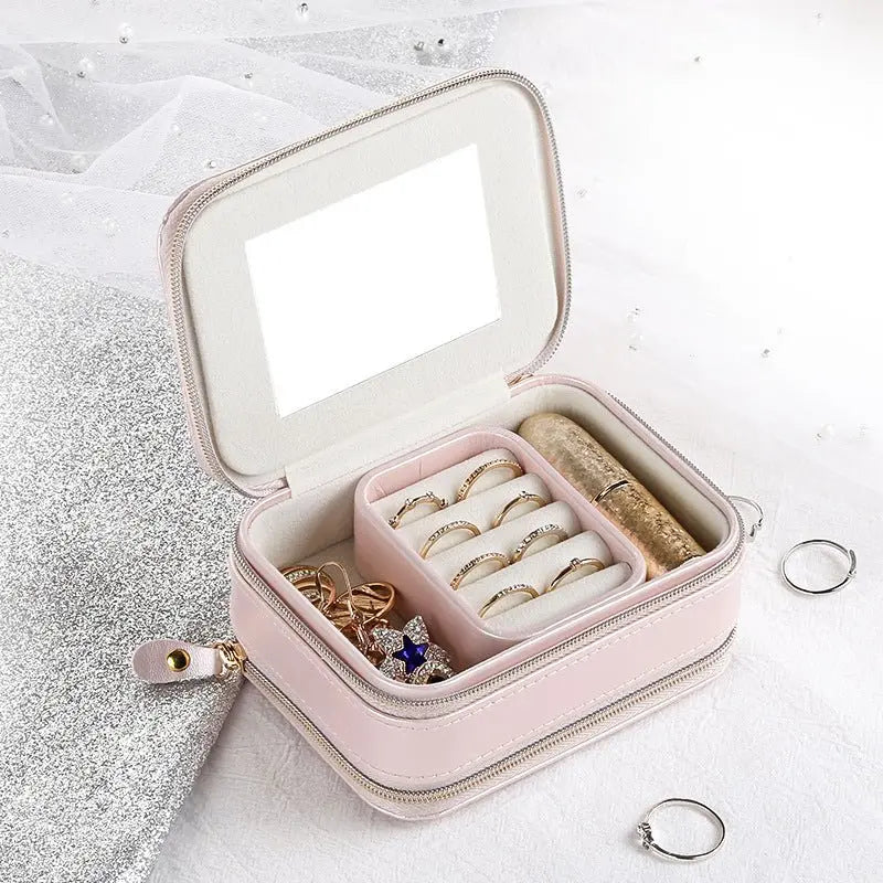 Double zipper mirror convenient jewelry box - Blade & Thread