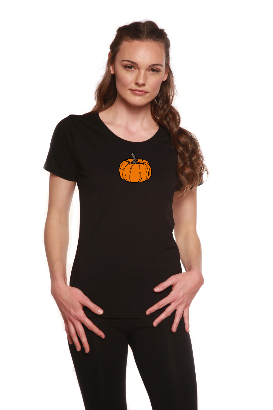 Pumpkin Women's Bamboo/Cotton Short Sleeve Scoop Neck Printed T-Shirt Spun Bamboo