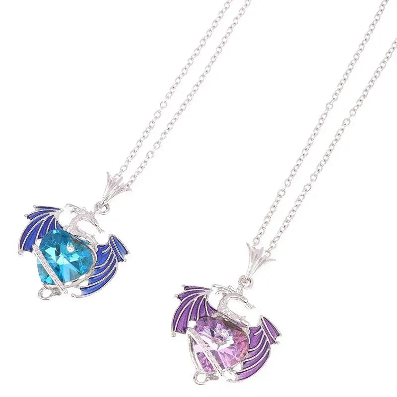 dragon necklace Blue Purple Pendant - Blade & Thread
