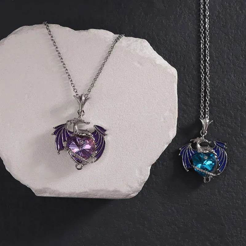 dragon necklace Blue Purple Pendant - Blade & Thread