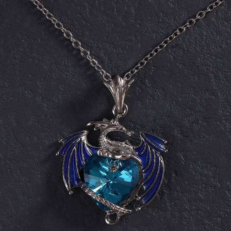 dragon necklace Blue Purple Pendant - Blade & Thread