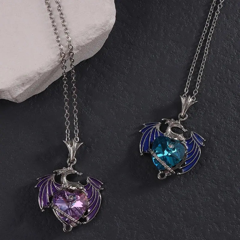 dragon necklace Blue Purple Pendant - Blade & Thread