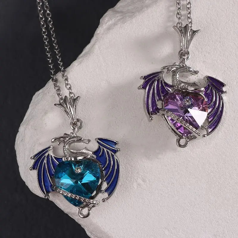 dragon necklace Blue Purple Pendant - Blade & Thread
