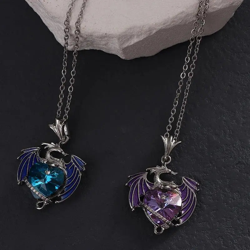 dragon necklace Blue Purple Pendant - Blade & Thread