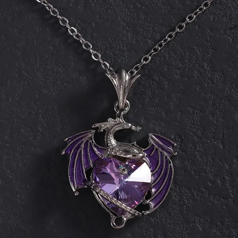 dragon necklace Blue Purple Pendant - Blade & Thread