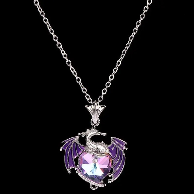 dragon necklace Blue Purple Pendant - Blade & Thread